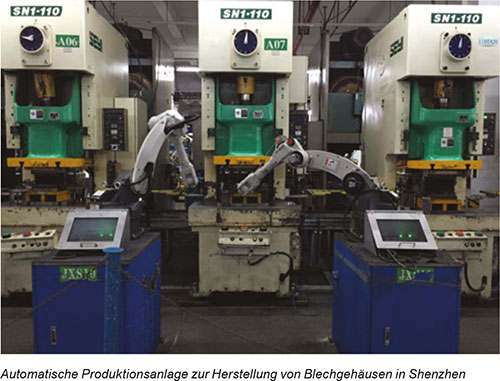 Automatische Produktionsanlage zur Herstellung von Blechgehäusen in Shenzhen